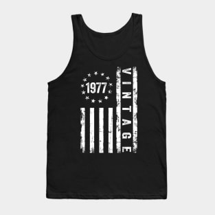 47 Years Old Gifts Vintage 1977 American Flag 47th Birthday Tank Top